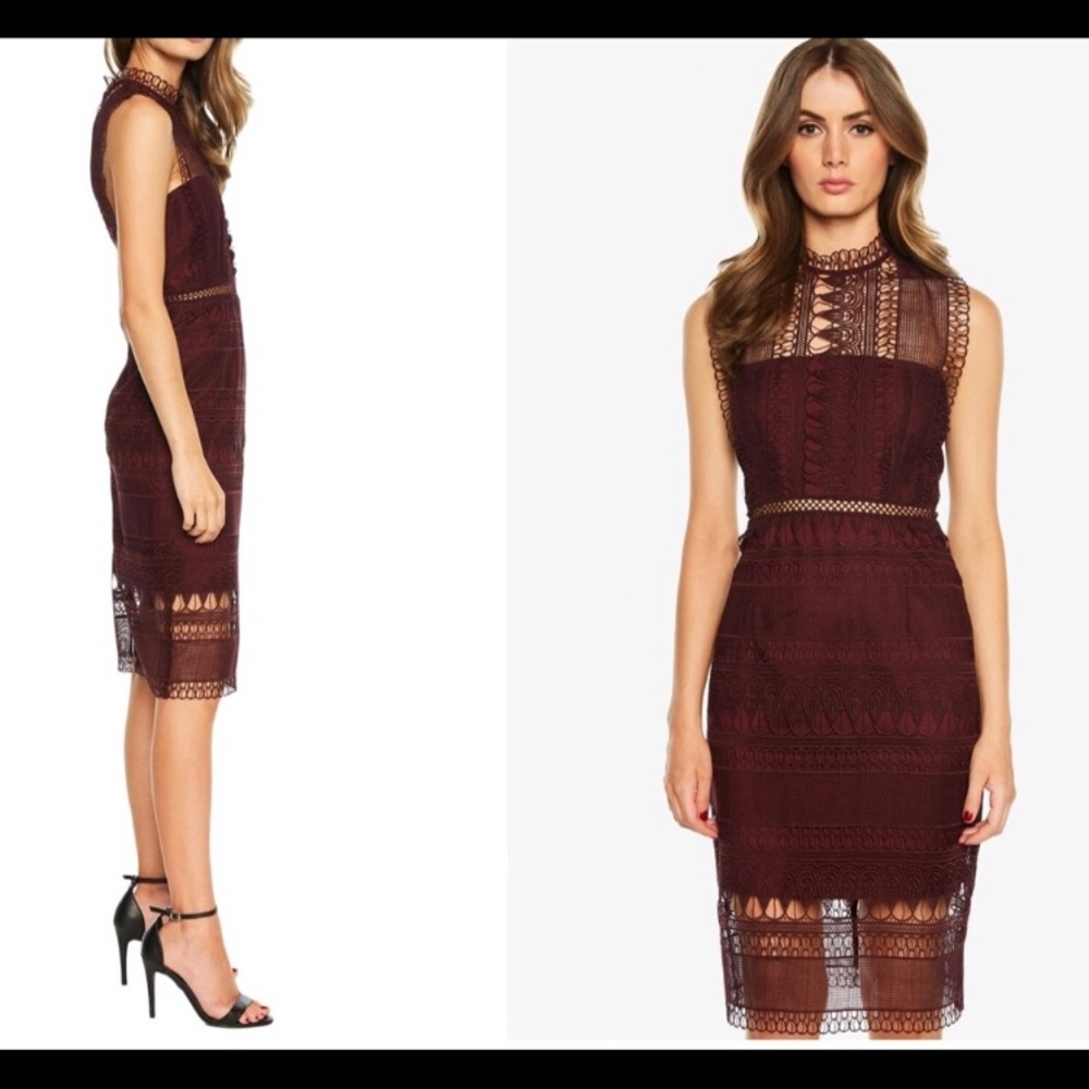 Nordstrom Bardot Marisa Body con Burgundy Dress